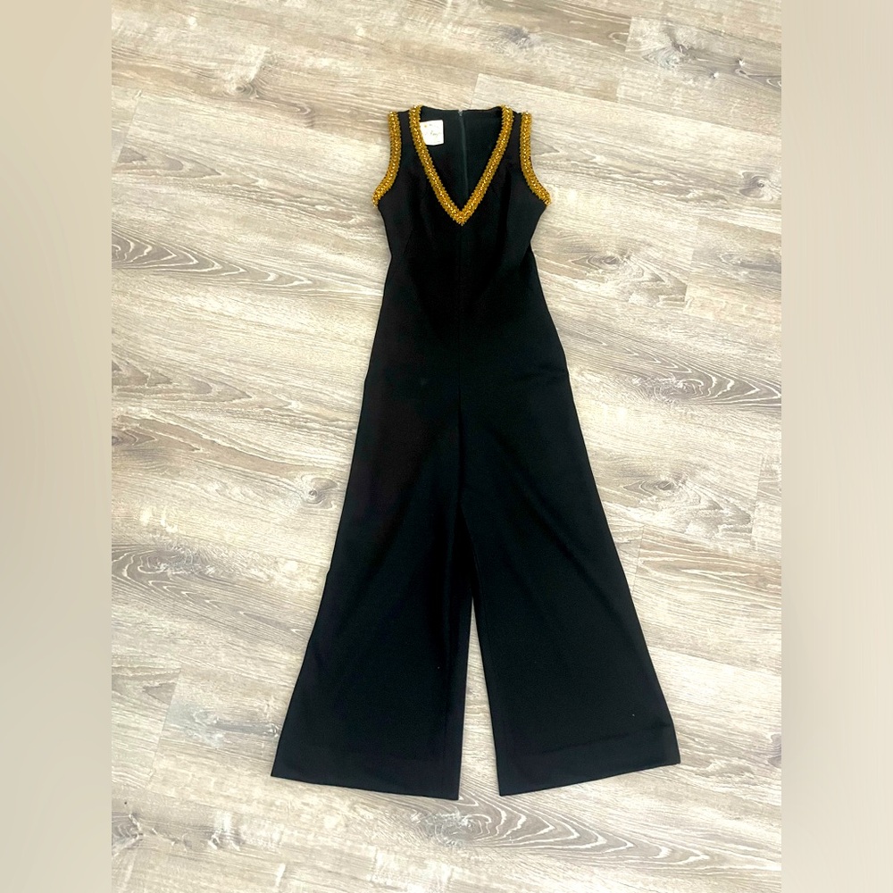 Vintage Black and Gold Sleeveless Jumpsuit